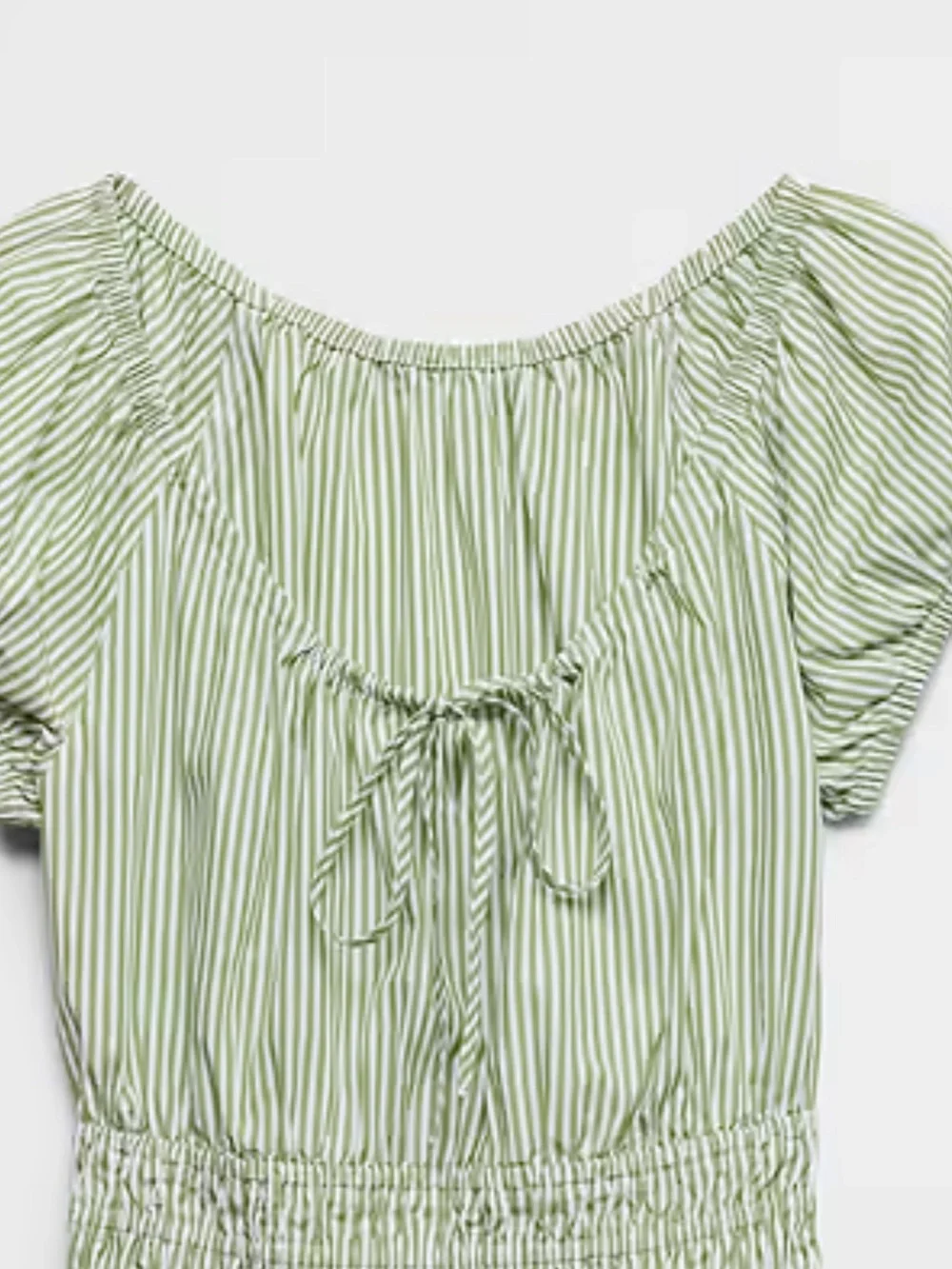 Banana Republic Green Striped Smocked Peplum Top Size L EUC